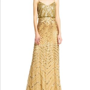 Adrianna Papell Chevron Beaded Blouson Gow…